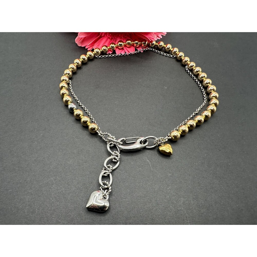 Bicolor 2 layer chain necklace, combined gold and silver colors